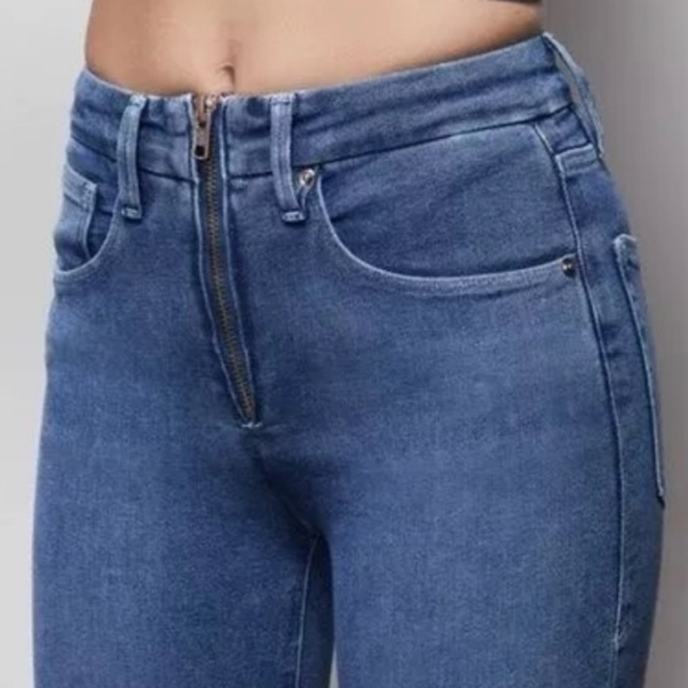 Good American Good Waist Zipper Fly Medium Wash Jeans sz 15/33